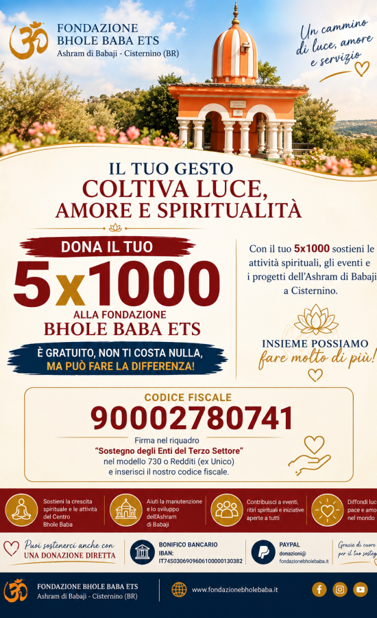 5×1000 Fondazione Bhole Baba ETS – codice fiscale 90002780741