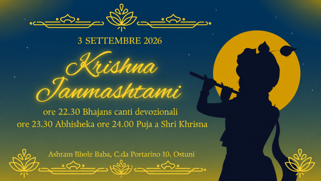 Krishna Janmashtami 2026 all'Ashram Bhole Baba Cisternino